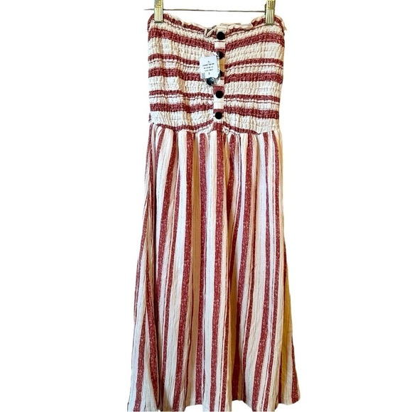 NWT Kismet Ladies Striped Strapless Off Shoulder Tube Top Ruffle Beach Dress - Picture 1 of 5